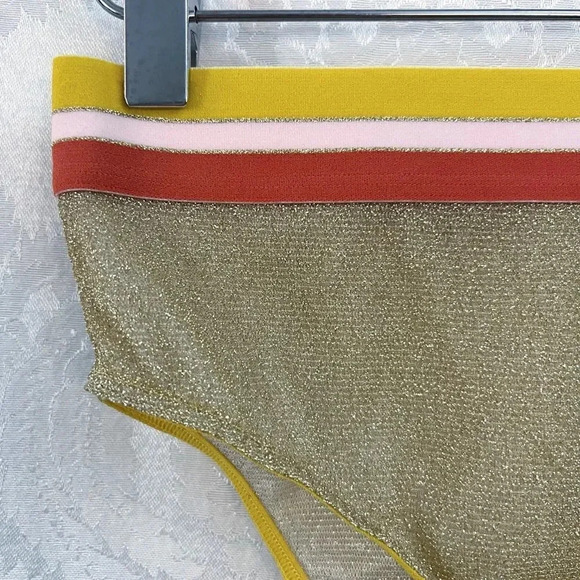 Intimately Free People Shimmer Sheer Panty With Striped Elastic Waist Size M EUC - Picture 2 of 9